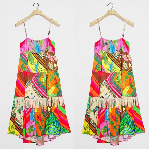 Anthropologie Farm Rio Palila Fringed Midi Dress - Picture 3 of 8